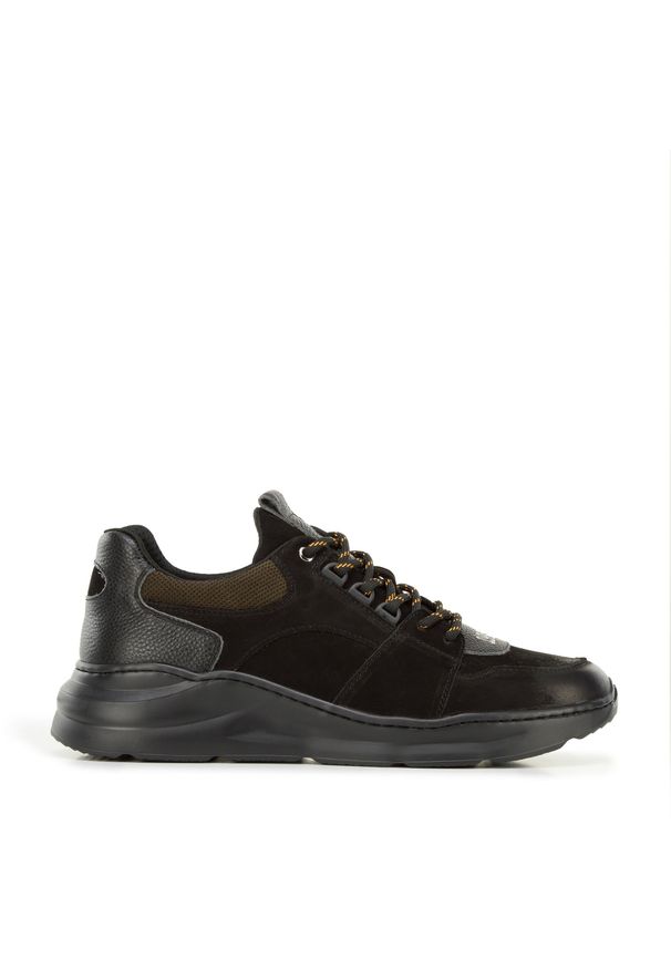 Wittchen - Męskie sneakersy na lekkiej podeszwie czarne. Okazja: na co dzień. Nosek buta: okrągły. Kolor: czarny. Materiał: nubuk, skóra. Wzór: jednolity