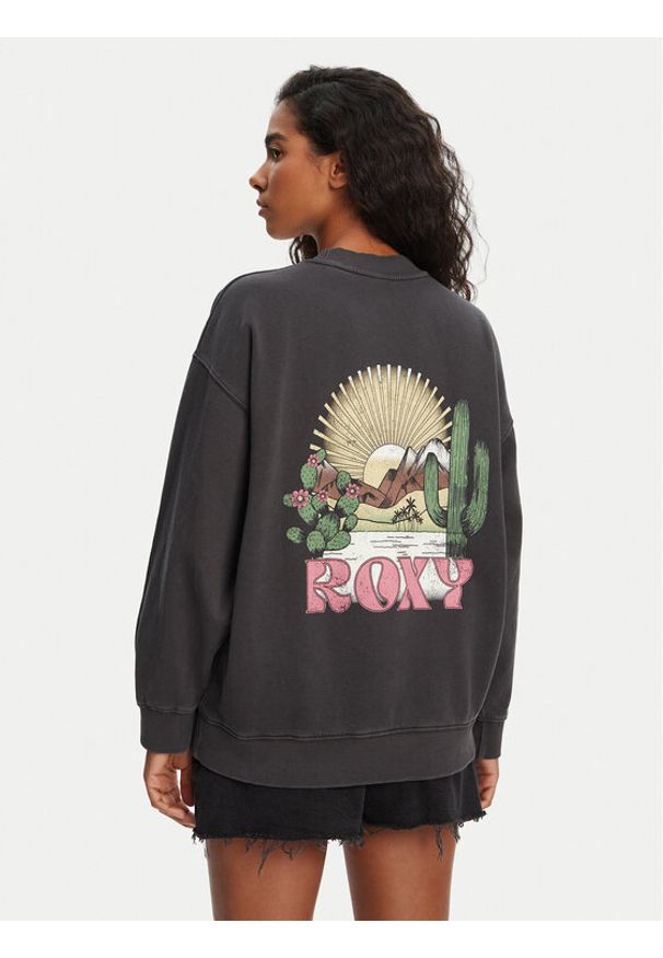 Roxy Bluza ERJFT04997 Czarny Relaxed Fit. Kolor: czarny. Materiał: bawełna