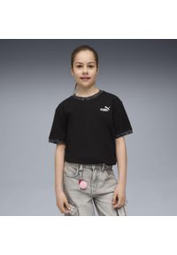 Puma - Młodzieżowa koszulka Essentials ze zwierzęcym wzorem o luźnym kroju PUMA Black. Kolor: czarny. Wzór: motyw zwierzęcy. Sport: joga i pilates