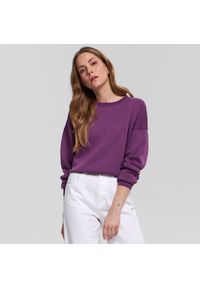 Sinsay - Bluza gładka - Fioletowy. Kolor: fioletowy. Wzór: gładki #1