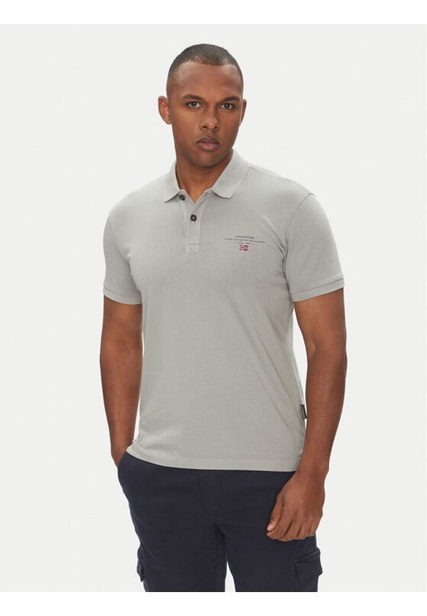 Napapijri Polo Elbas NP0A4GB4 Szary Regular Fit. Typ kołnierza: polo. Kolor: szary. Materiał: bawełna
