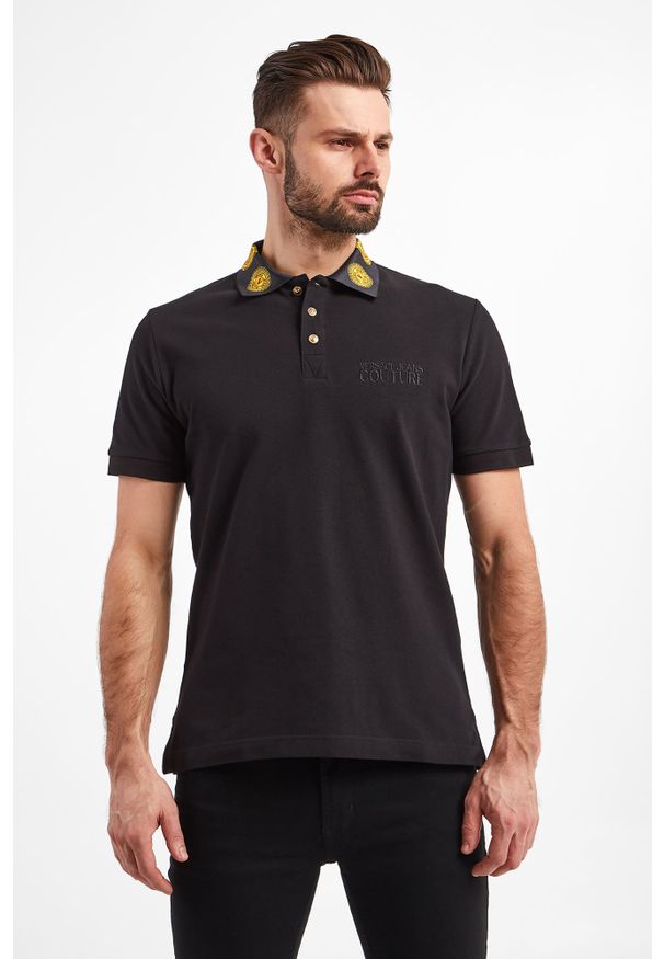 Versace Jeans Couture - Polo VERSACE JEANS COUTURE. Typ kołnierza: polo. Materiał: bawełna. Wzór: haft, aplikacja
