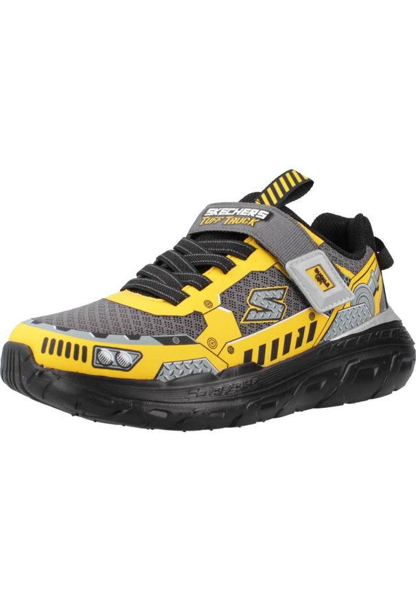 skechers - Buty do chodzenia dla dzieci Skechers Skech Tracks. Kolor: szary. Materiał: materiał, syntetyk. Szerokość cholewki: normalna. Sport: turystyka piesza