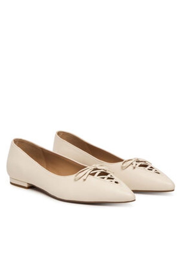 Lauren Ralph Lauren - LAUREN RALPH LAUREN Baleriny 802P06376003 Biały. Kolor: biały. Materiał: skóra