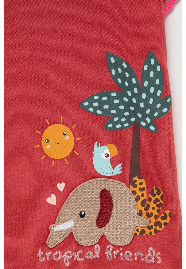 United Colors of Benetton t-shirt bawełniany dziecięcy kolor czerwony. Kolor: czerwony. Materiał: bawełna. Wzór: nadruk