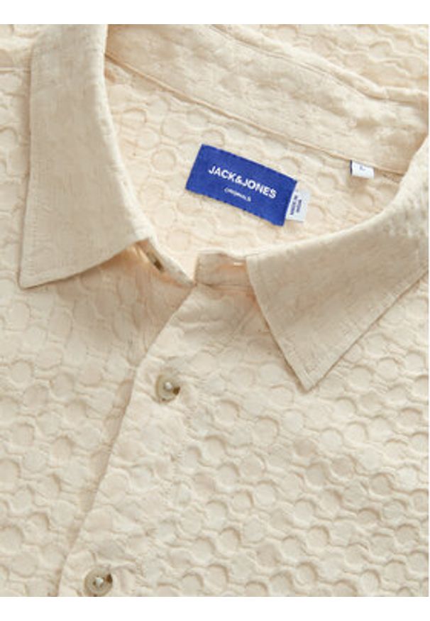 Jack & Jones Koszula Dobby 12277184 Beżowy Relaxed Fit. Kolor: beżowy. Materiał: bawełna