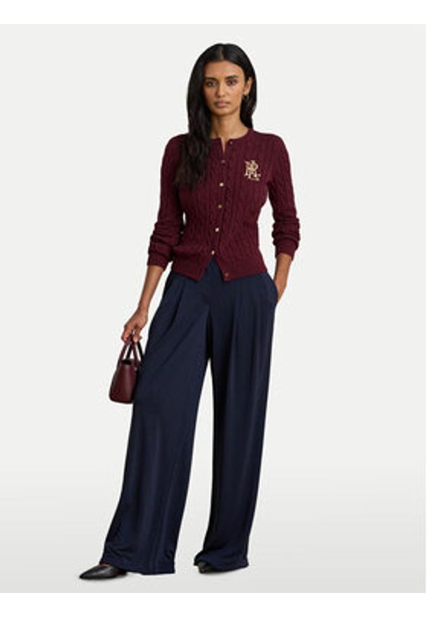 Lauren Ralph Lauren - LAUREN RALPH LAUREN Kardigan 200932225014 Bordowy Regular Fit. Kolor: czerwony. Materiał: bawełna