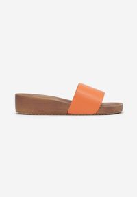 Renee - Pomarańczowe Klapki Morven. Nosek buta: okrągły. Kolor: pomarańczowy. Materiał: guma. Wzór: gładki. Obcas: na koturnie #3
