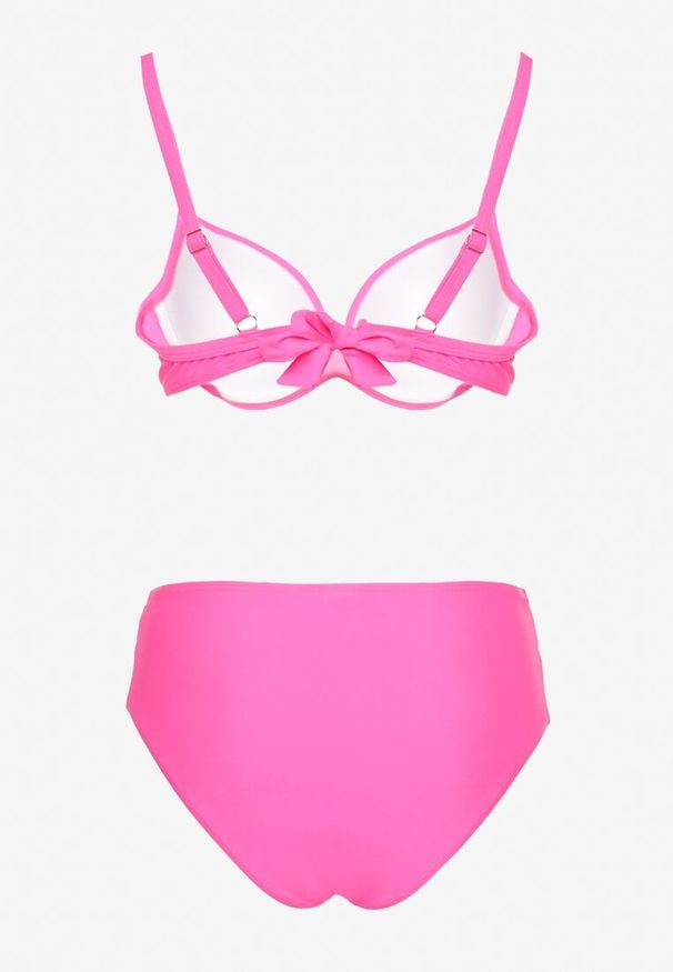 Born2be - Fuksjowe Bikini Biustonosz z Cyrkoniami i Majtki Typu Figi Tesenna. Kolor: różowy