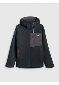 4f - 4F Kurtka softshell wiatroodporna membrana 10000 męska - czarna L. Kolor: czarny. Materiał: softshell. Długość: długie. Sport: turystyka piesza #1