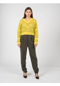 Pinko Sweter "Ideal" | 1G17V2 | Kobieta | Żółty. Okazja: na co dzień. Kolor: żółty. Materiał: elastan, akryl, moher, poliamid, wełna. Wzór: jednolity. Styl: casual, elegancki