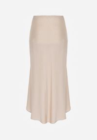 Renee - Beżowa Koktajlowa Spódnica z Satyny o Rozkloszowanym Kroju Zinnivira. Kolor: beżowy. Materiał: satyna. Styl: wizytowy #3