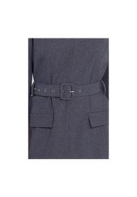 Stylove - Elegancka sukienka mini z dekoltem V i paskiem szara. Kolor: szary. Styl: elegancki. Długość: mini #4