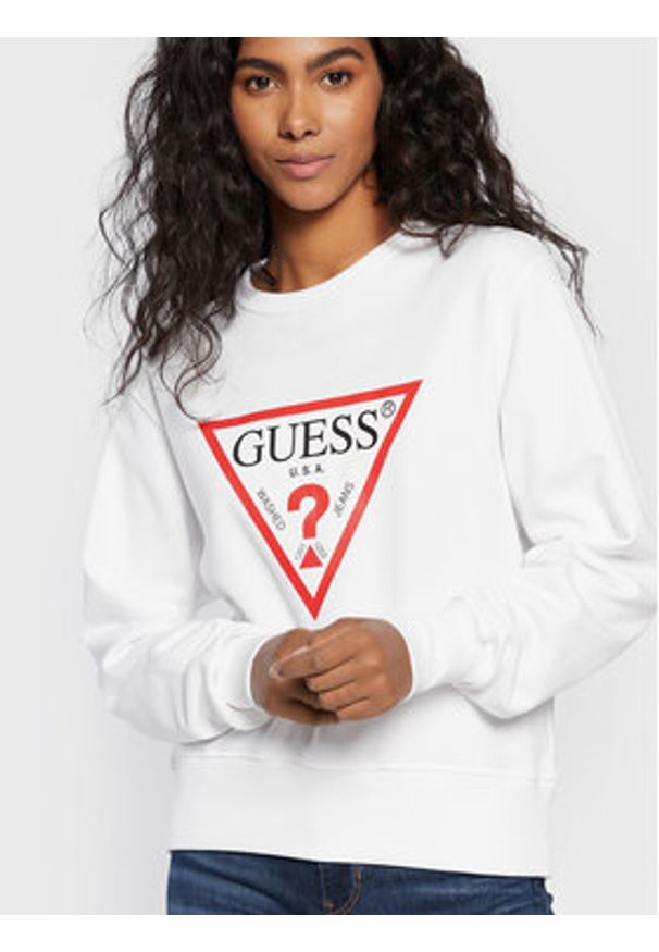 Guess Bluza Original W2YQ16 KBA10 Biały Regular Fit. Kolor: biały. Materiał: bawełna