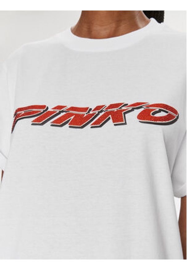 Pinko T-Shirt 103138 A1P7 Biały Relaxed Fit. Kolor: biały. Materiał: bawełna