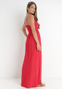Born2be - Czerwona Sukienka Cadole. Kolor: czerwony. Materiał: bawełna. Długość rękawa: na ramiączkach. Typ sukienki: kopertowe. Styl: wakacyjny. Długość: maxi #5