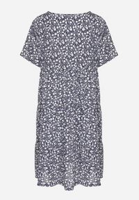 Born2be - Niebieska Sukienka z Bawełną w Kwiatowy Wzór Lunasenia. Okazja: na co dzień. Kolor: niebieski. Materiał: bawełna. Wzór: kwiaty. Styl: elegancki, casual #3