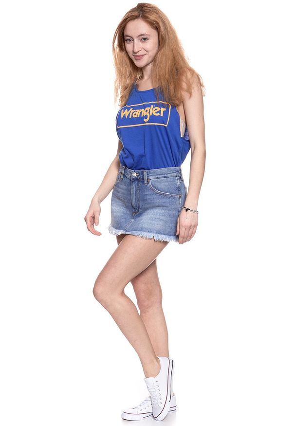 Wrangler - WRANGLER T SHIRT DAMSKI B&Y KABEL TANK NAUTICAL BLUE W726LF7V2 112130931. Długość rękawa: na ramiączkach. Wzór: nadruk