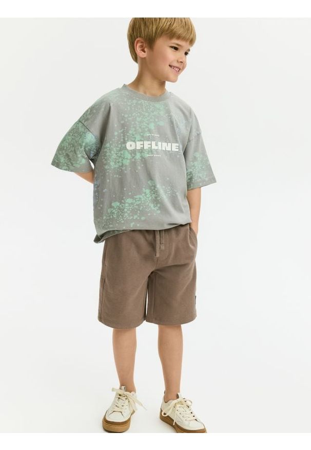 Reserved - Bawełniany t-shirt - jasnoszary. Kolor: szary. Materiał: bawełna