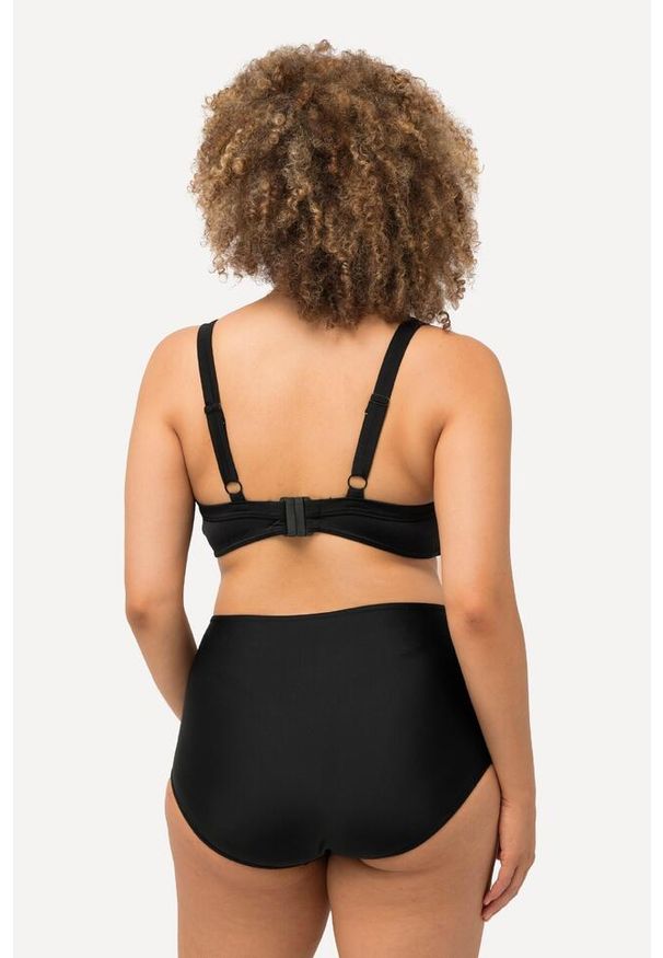 ULLA POPKEN - Damska Góra bikini drapowanie miękkie miseczki regulowane ramiączka. Kolekcja: plus size. Kolor: czarny. Materiał: elastan, poliamid, materiał