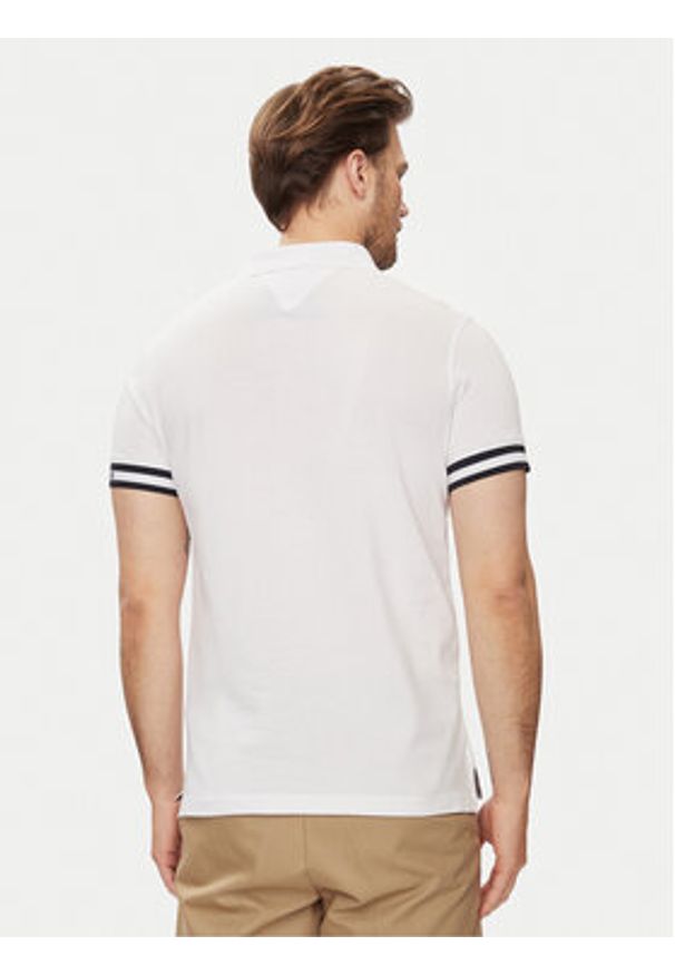TOMMY HILFIGER - Tommy Hilfiger Polo Monotype MW0MW34737 Biały Slim Fit. Typ kołnierza: polo. Kolor: biały. Materiał: bawełna