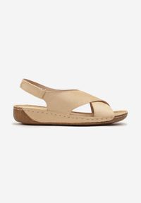 Born2be - Beżowe Sandały Vices z Przeszyciami Saroluna. Okazja: na co dzień. Zapięcie: rzepy. Kolor: beżowy. Styl: elegancki, casual #5