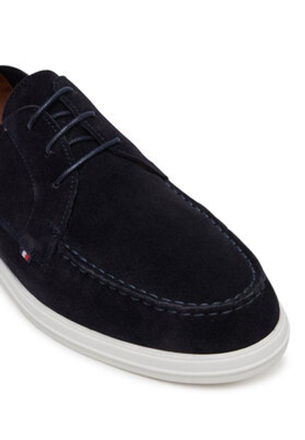 TOMMY HILFIGER - Tommy Hilfiger Mokasyny Moc T Derby FM0FM05495 Granatowy. Kolor: niebieski. Materiał: skóra, zamsz