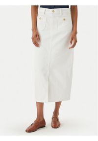 TOMMY HILFIGER - Tommy Hilfiger Spódnica jeansowa WW0WW48607 Biały Regular Fit. Kolor: biały. Materiał: bawełna #1