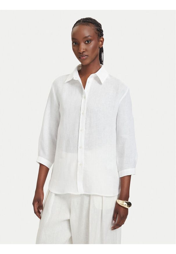 Marella Koszula Girello 2615111122 Biały Regular Fit. Kolor: biały. Materiał: len