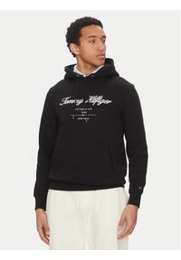 TOMMY HILFIGER - Tommy Hilfiger Bluza Script Logo MW0MW33631 Czarny Regular Fit. Kolor: czarny. Materiał: bawełna