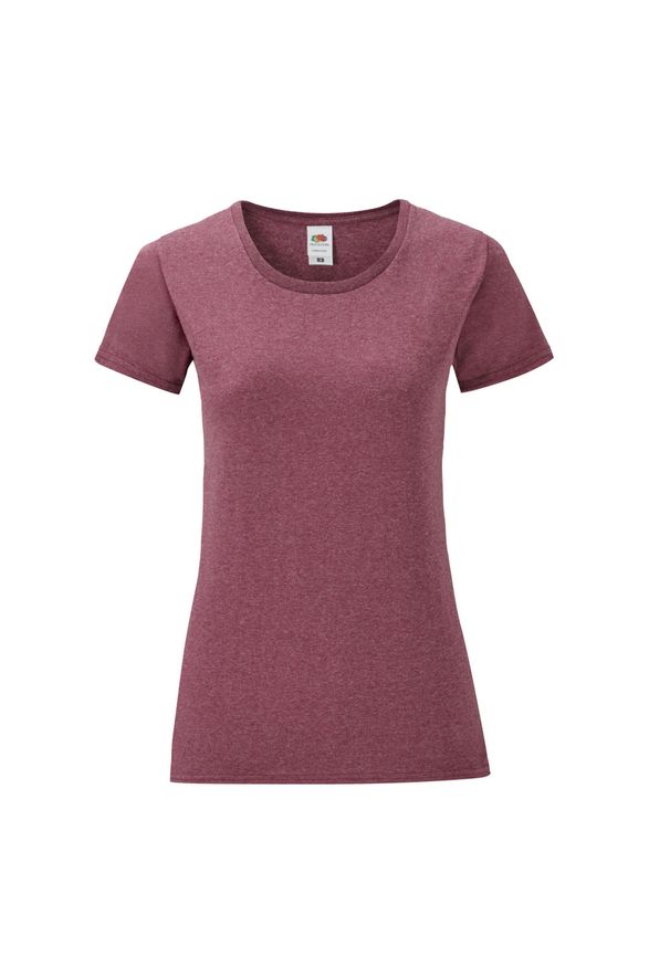 FRUIT OF THE LOOM - Koszulka Damska Iconic Heather T-shirt. Kolor: czerwony, wielokolorowy, brązowy. Sport: turystyka piesza