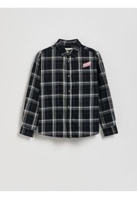 Reserved - Bawełniana koszula w kratę - czarny. Kolor: czarny. Materiał: bawełna #1