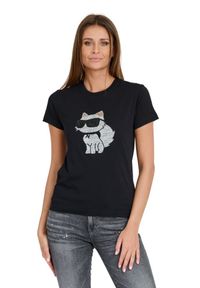 Karl Lagerfeld - KARL LAGERFELD Czarny damski t-shirt Ikonik 2.0, Rozmiar S. Kolor: czarny #6