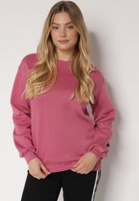 Born2be - Różowa Ocieplana Bluza z Bawełną i Napisem z Tyłu Fezanda. Okazja: na co dzień. Kolor: różowy. Materiał: bawełna. Wzór: napisy. Styl: klasyczny, casual, elegancki #4