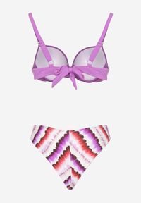 Renee - Fioletowo-Różowe Bikini Majtki Figi Ozdobione Nadrukiem i Biustonosz Natinalia. Kolor: fioletowy. Wzór: aplikacja, nadruk #5