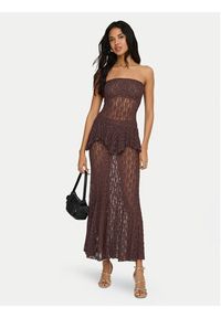 only - ONLY Top Aya 15375823 Brązowy ciemny Slim Fit. Kolor: brązowy. Materiał: syntetyk #4