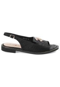 Czarne Sandały S.Barski Eleganckie Obuwie Damskie. Okazja: na co dzień. Zapięcie: pasek. Kolor: czarny. Materiał: skóra ekologiczna. Sezon: lato. Styl: elegancki