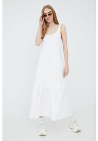 Superdry sukienka kolor biały maxi prosta. Okazja: na co dzień. Kolor: biały. Materiał: wiskoza, materiał, tkanina. Długość rękawa: na ramiączkach. Typ sukienki: proste. Styl: casual. Długość: maxi