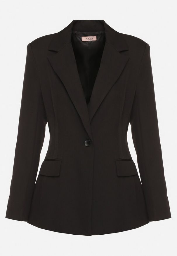 Born2be - Czarna Taliowana Marynarka VICES z Usztywnionymi Ramionami Aravita. Okazja: na co dzień. Kolor: czarny. Styl: elegancki, casual, klasyczny