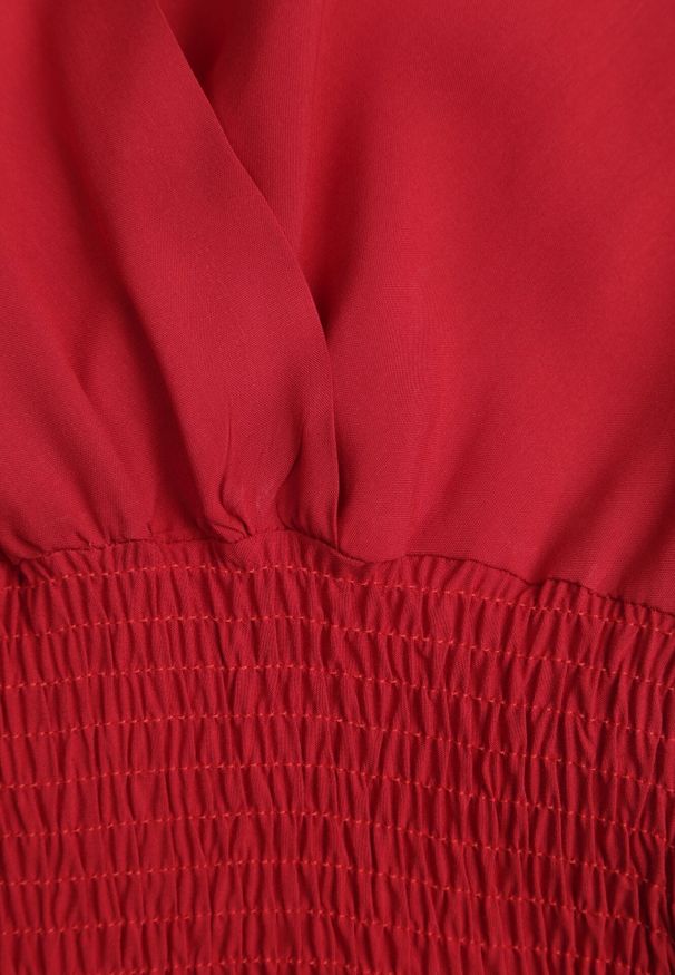 Born2be - Bordowa Sukienka z Wiskozy Saede. Okazja: na co dzień. Kolor: czerwony. Materiał: wiskoza. Wzór: gładki. Sezon: lato. Typ sukienki: kopertowe. Styl: casual. Długość: mini