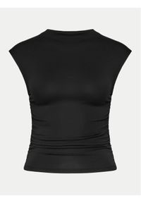 Gina Tricot Top 20883 Czarny Slim Fit. Kolor: czarny. Materiał: wiskoza