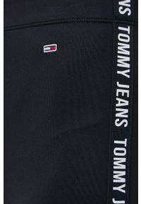 Tommy Jeans Legginsy damskie kolor czarny z aplikacją. Kolor: czarny. Materiał: poliester, dzianina. Wzór: aplikacja #4