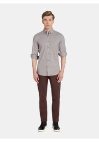 Pako Lorente - PAKO LORENTE - Brązowa koszula w drobną kratę. Kolor: brązowy, niebieski. Materiał: poliester, elastan, wiskoza. Długość rękawa: długi rękaw. Długość: długie. Sezon: jesień #4