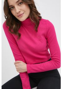 adidas Originals longsleeve Trefoil Moments HE6906 damski kolor różowy z półgolfem. Kolor: różowy. Materiał: bawełna, dzianina. Długość rękawa: długi rękaw. Wzór: gładki #5
