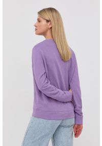 BOSS - Boss Bluza bawełniana damska kolor fioletowy z aplikacją. Okazja: na co dzień. Kolor: fioletowy. Materiał: bawełna. Wzór: aplikacja. Styl: casual #3