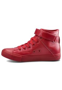Big-Star - Czerwone Sneakersy Big Star Damskie Buty Na Rzep. Zapięcie: rzepy. Kolor: czerwony. Materiał: guma, materiał, skóra ekologiczna. Szerokość cholewki: normalna #2