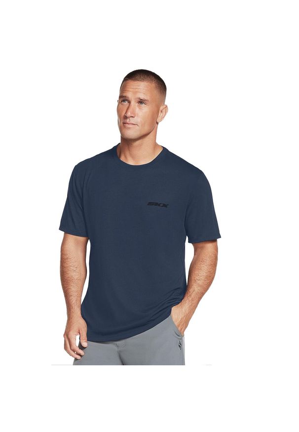 skechers - Skechers Dri-Release SKX Tee, męski t-shirt. Kolor: niebieski. Sport: fitness