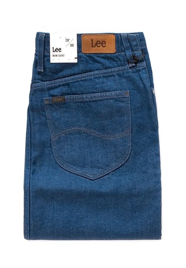 Lee - SPÓDNICA JEANSOWA LEE MOM SKIRT RINSE L38MRE36. Stan: podwyższony. Materiał: jeans. Wzór: jednolity. Sezon: lato