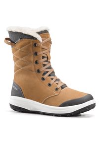 quechua - Sniegowce turystyczne damskie Quechua NH900 skóra wodoodporne. Wysokość cholewki: przed kolano. Zapięcie: sznurówki. Kolor: brązowy. Materiał: skóra. Szerokość cholewki: normalna. Sezon: zima. Styl: sportowy #1