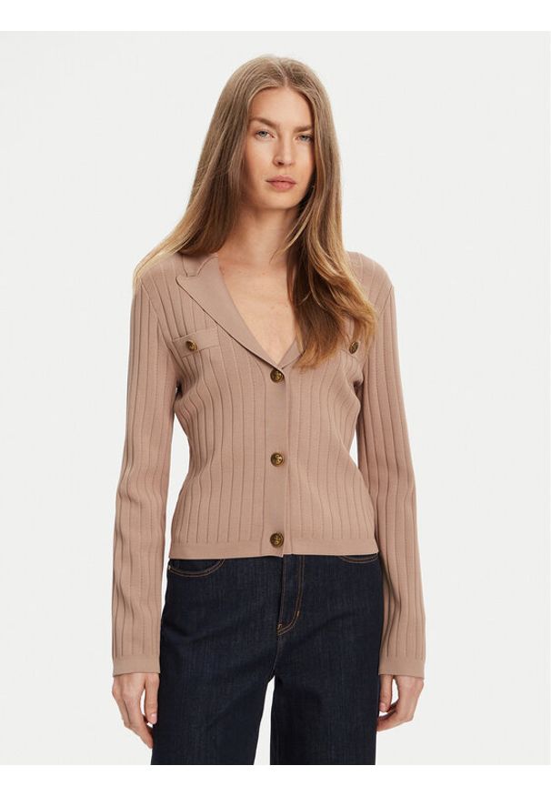 Guess Kardigan W5YR11 Z0130 Beżowy Regular Fit. Kolor: beżowy. Materiał: wiskoza